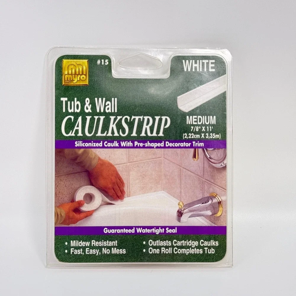 Myro #15 Tub & Wall CaulkStrip‎ 7/8″ × 11′ Silicone Caulk Self-Adhesive NEW